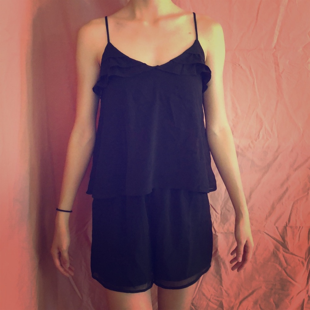 5/$25 Black Romper with Ruffles